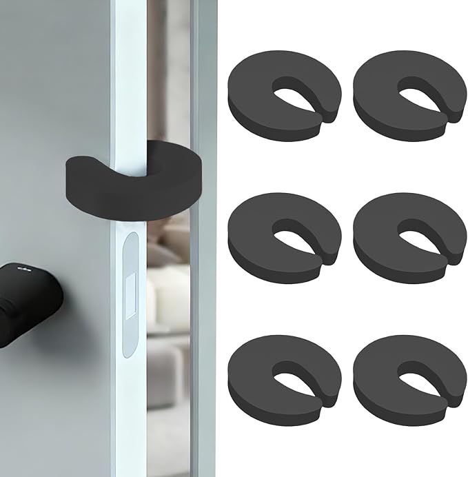 Door Pinch Guard, 6 Pack Door Slam Stopper Door Finger Pinch Guard Soft Thick Foam Door Stopper, Prevent Finger Pinch Injuries, Slamming Doors, Keep Pets from Getting Locked in (Black)