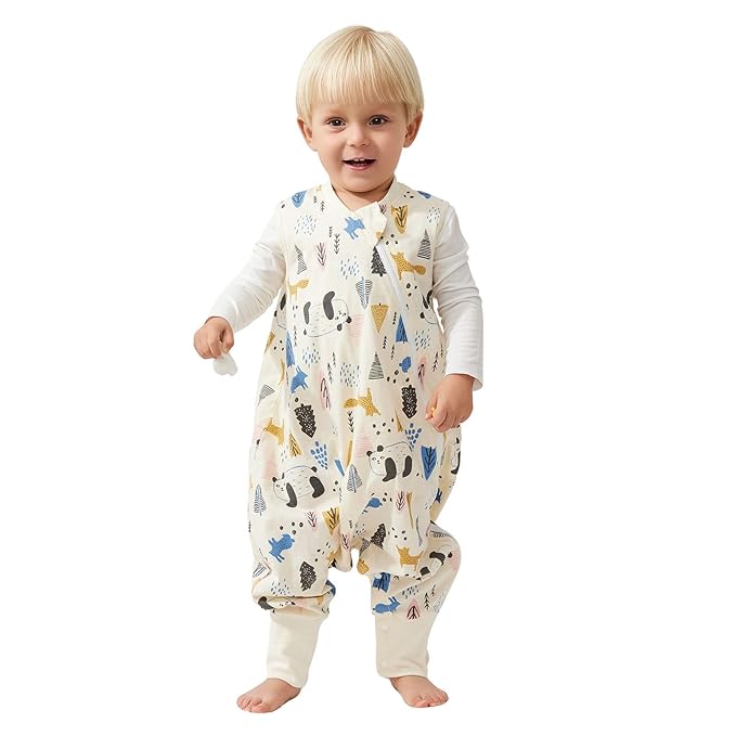 Duomiaomiao 0.5 TOG Toddler Sleep Sack 36-48 Months 100% Cotton Lightweight Baby Sleep Sack with Feet, Breathable Comfy Toddler Wearable Blanket