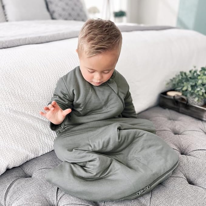 GUNAMUNA Long Sleeve Sleep Sack for Babies, Wearable Sleep Bags, Soft Rayon, 1.0 TOG, Essentials for Newborns