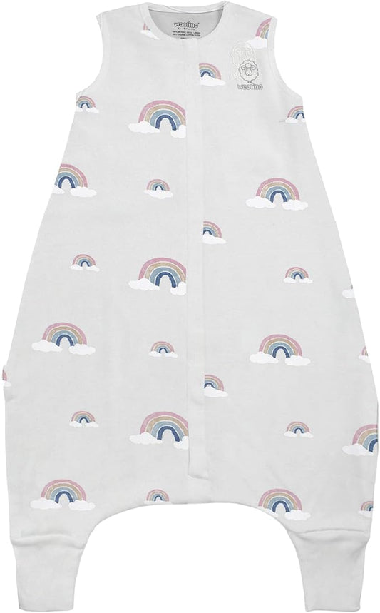 Woolino 4 Season Baby Sleep Bag with feet, Merino Wool and Organic Cotton Walker Sleep Sack, Toddler Sleeping Bag, 18-36m, Rainbow