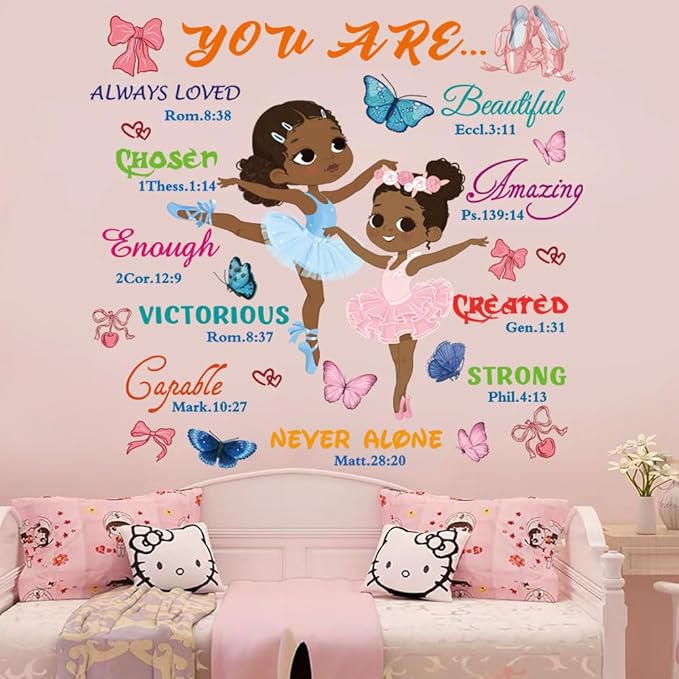 Colorful Inspirational Wall Decals You are Quote Wall Art Sticker Black Girl Wall Sticker Motivational Phrases Wall Stickers Peel and Stick for Girls Living Room Nursery Playroom Bedroom.