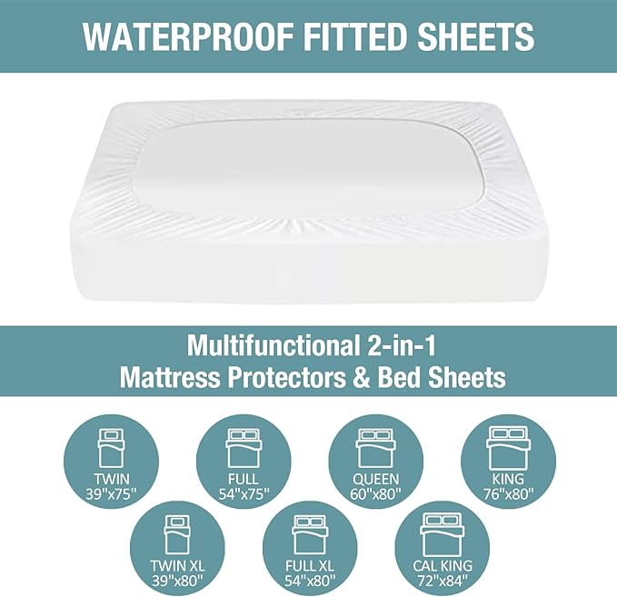 Bedecor Queen Waterproof Mattress Protector,Pee and Liquid Proof Cover for Pets, Elderly, and Incontinence, Fitted Deep Pocket for 9-18 Inch Deep