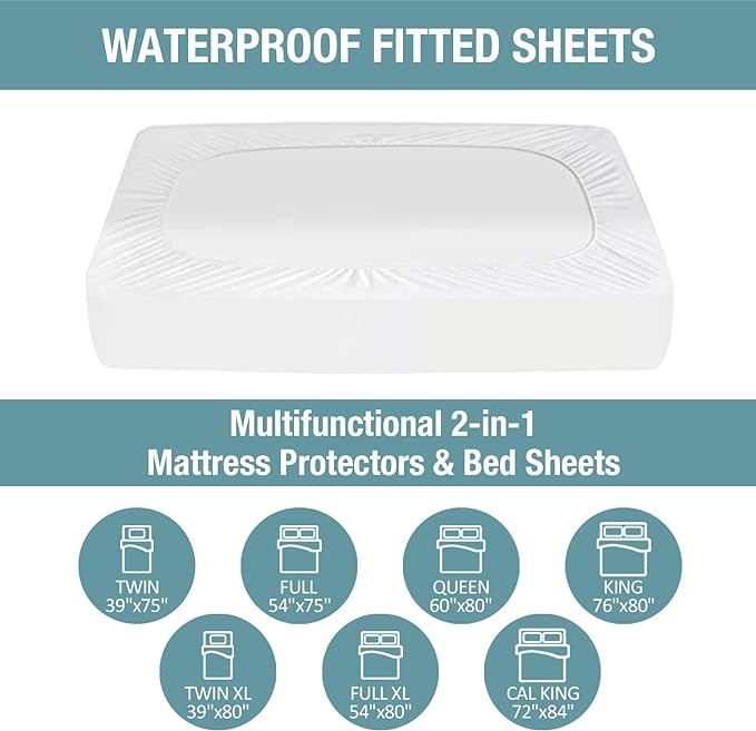 Bedecor King Mattress Protector - Waterproof Fitted Leak Proof Cotton Terry Cover, Washable and Breathable for Adults, Kids, and Pets, Fits 9-18 Inch Deep