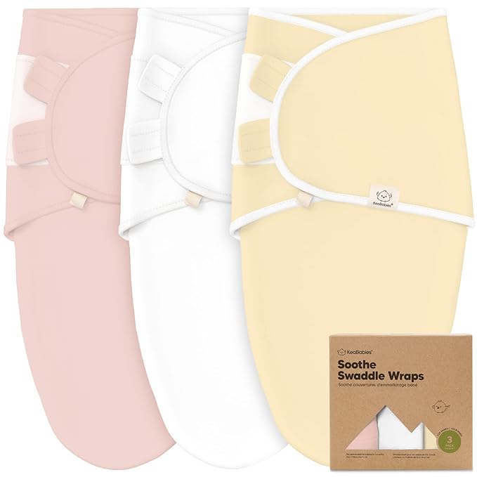 KeaBabies 3-Pack Organic Baby Swaddle Sleep Sacks - Swaddles for Newborns, Infant 0-3 Months, Baby Girls, Boys, Soft & Snug Newborn Sleep Sack, Nursery Swaddling Blankets (Daffodil)