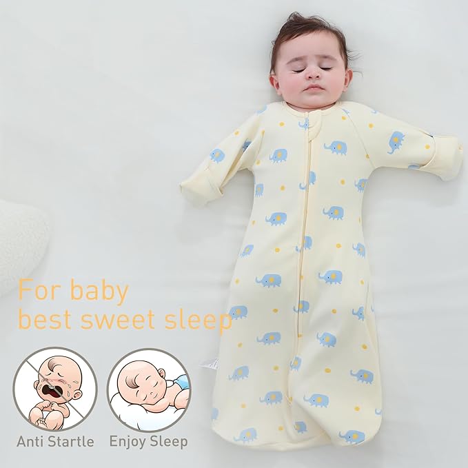 2 Pack Transitional Swaddle Sack with Arms Up & Sleeves, Mitten Cuffs, 2-Way Zipper, Sleep Sacks Blanket for Newborns - Calms Startle Reflex, Newborns Baby Boys & Girls Sleep Bag