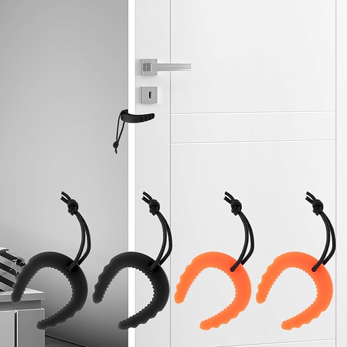 HJZHII 4 PCS First Responder Door Stop, Door Jam for Law Enforcement Door Pinch Guard from Closing Edge Door Finger Guards Security Emergency Police Door Stoppers (Orange, Black)