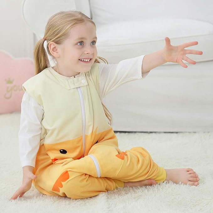 MICHLEY Toddler Sleeping Sack with Feet Newborn Infant Sleeveless Sleeping Bag 2-way Zipper Baby Wearable Blanket for Walkers,Duck,3-5T
