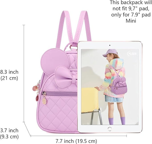 KL928 Girls Mini Backpack Bowknot Polka Dot Cute Small Daypacks Convertible Shoulder Bag Purse for Women