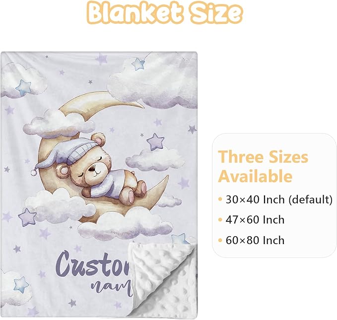 Custom Baby Bedding Set, 3 Pcs Personalized Name Crib Bedding Set for Nursery, Soft Double Layer Baby Crib Set for Boys Girls, Customized Gifts for New Parents Infants Toddlers, Purple Bear