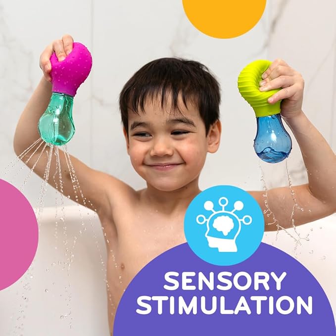 Mobi Skwooshlz Water Squeeze Bulbs - Silicone Baby Bath Toys, Baby Bathtub Toys for Toddlers, Latex and BPA Free, Food Grade Silicon, Easy to Clean - Toddler Ages 1-3 (Pack of 2)