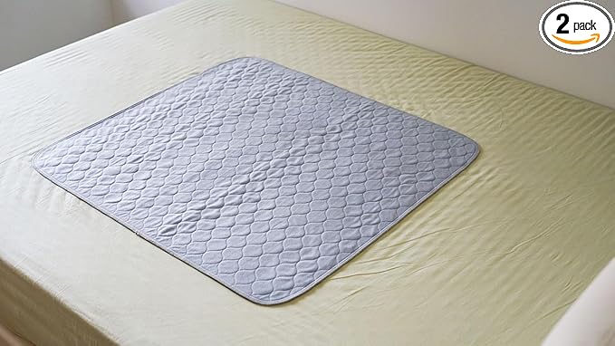 Leakproof Bed Pads 2 Pack Soft-Brushed Absorbent Incontinence Bed Pee Underpads Washable Reusable 34X36 inches Fit Twin Bed Durable Waterproof Draw Sheet Mattress Protector