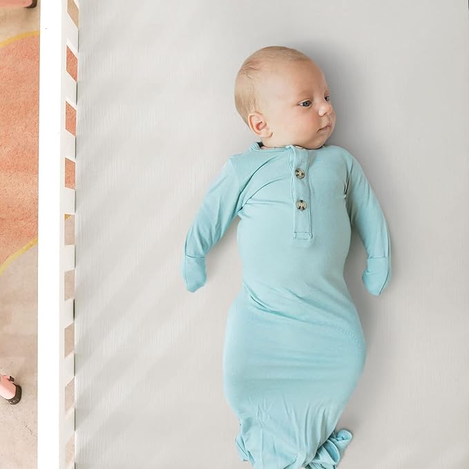 GRSSDER Soft Muslin Crib Sheet 2 Pack, 100% Cotton Crib Sheets for Boys and Girls, Fit Standard Crib Mattresses 52" x 28" Safe and Snug, Light Gray/Taupe