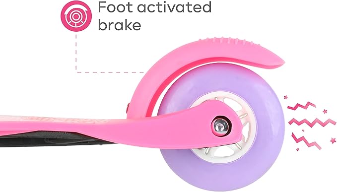 Self Balancing Kick Scooter with Light Up Wheels, Extra Wide Deck, 3 Wheel Platform, Foot Activated Brake, 75 lbs Limit, Kids & Toddlers Girls or Boys, for Ages 3 and Up