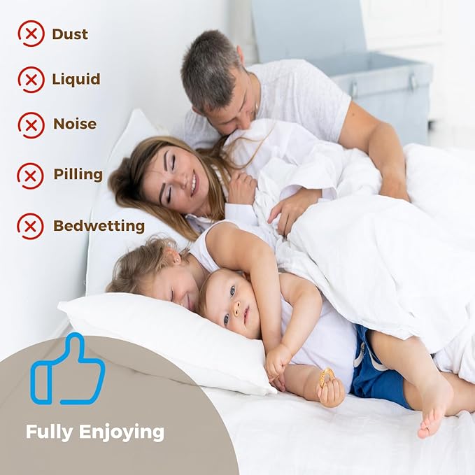 Queen Zippered Mattress Protector,Absorbent Six-Sided Mattress Cover Queen Size Bed, 15-18 Inch Noiseless Washable Mattress Encasement, Sleep Defense System, Hypoallergenic & Soft