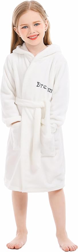 Toddler Robes Cute Pattern Bathrobe Unisex Kids Robe Baby Flannel Hoodie Pajamas Sleepwear
