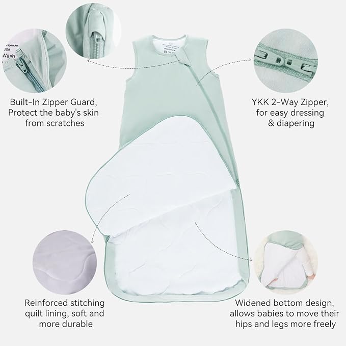 Unisex Rayon Bamboo Baby Sleep Sack TOG 1.0, Toddler Sleeping Sack 0-6 Months, 2-Way Zipper YKK