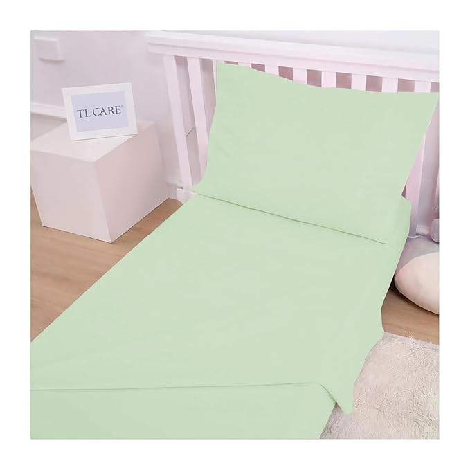 TL Care 100% Natural Cotton Jersey Knit 3-Piece Toddler Sheet Set, Celery, Soft Breathable, for Boys and Girls