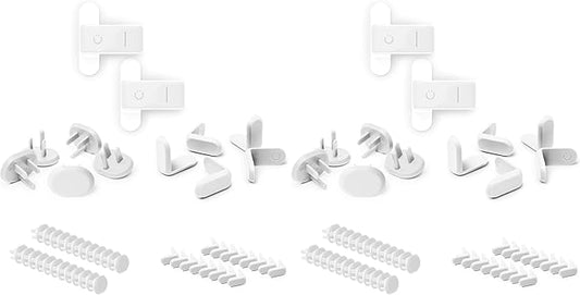 Ubbi Safety Bundle, Safeguarding and Baby Proofing Set, Includes 36 Outlet Covers, 16 Table Corner Protectors and 2 Pinch Guards, Child Safety Kit, White (Pack of 2)