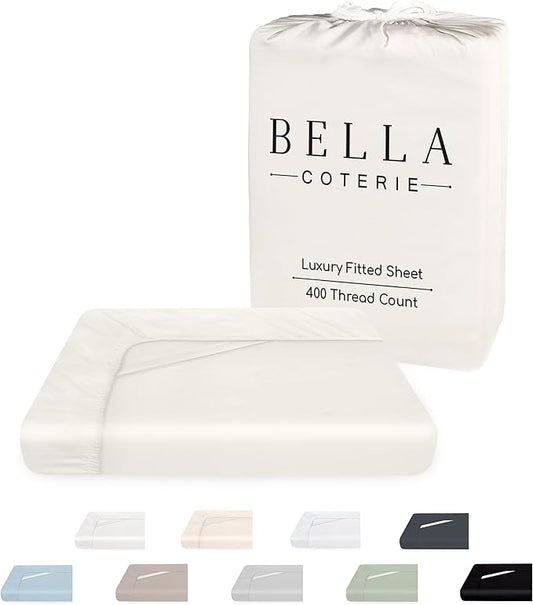 Bella Coterie Luxury Bamboo Viscose Queen Size Fitted Sheet | 100% Organically Grown | Ultra Soft | Cooling for Hot Sleepers | 18" Deep Pocket [Ivory]