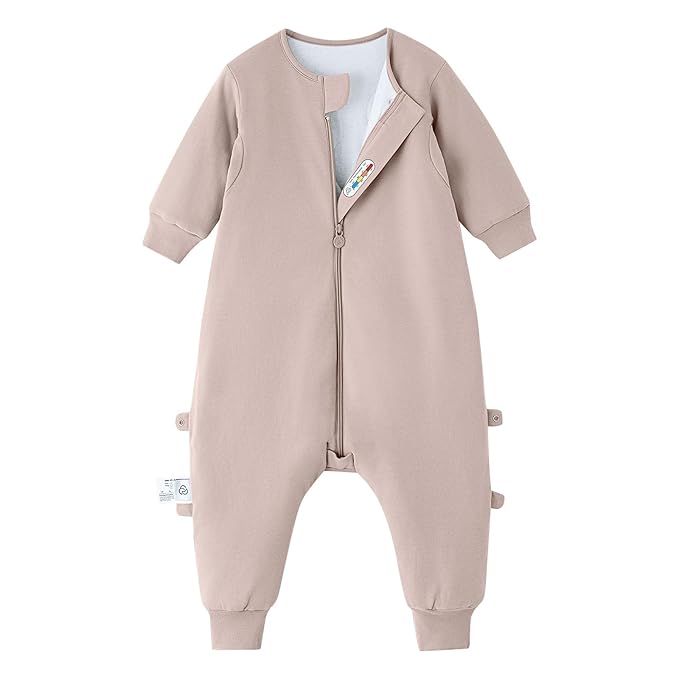 Unisex Toddler Sleep Sack with Feet 1.0 Tog Split Legs Sleep Sack 3T-4T, Sleep Bag Walker, Gifts for Boys & Girls, Dusty pink