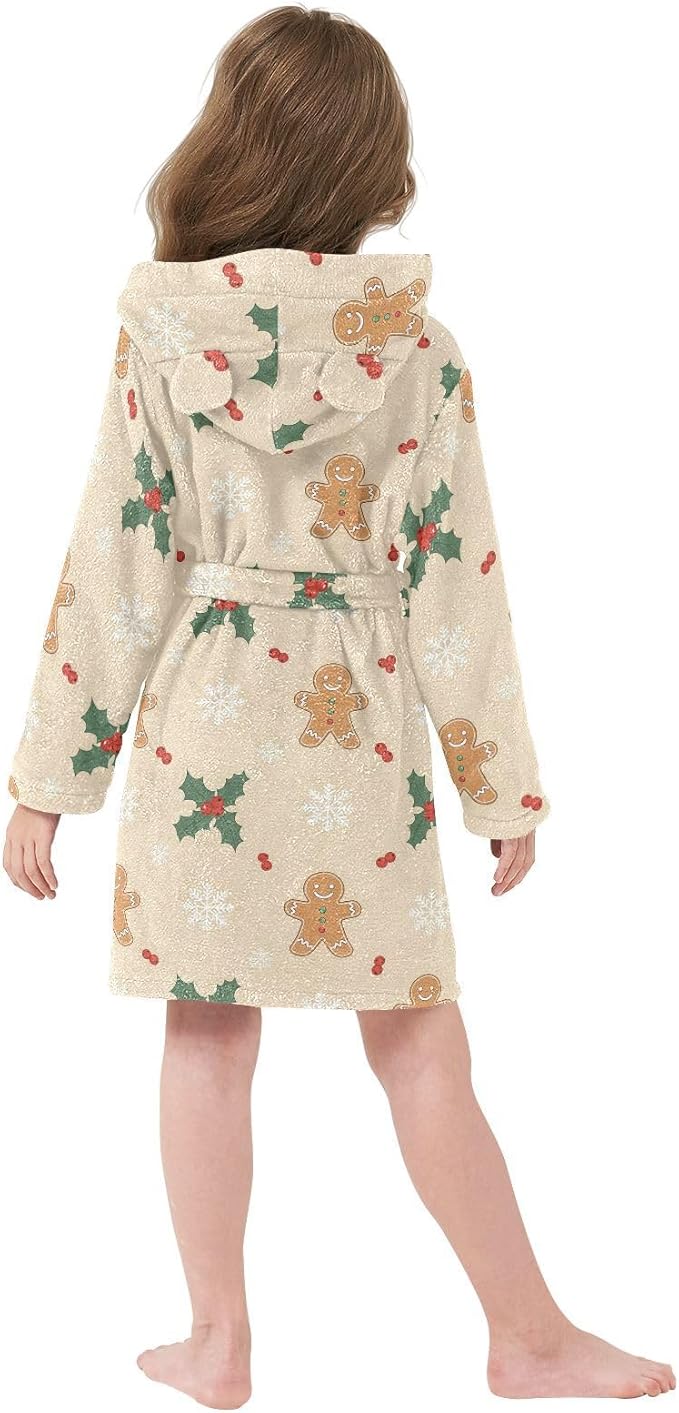 Toddler Baby Hooded Bathrobe for Boys Girls Soft Plush Bath Towel Robe with 2 Pockets for 2-12 Years
