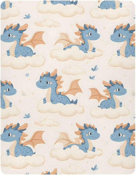 Baby Crib Sheets Fitted Crib Sheet Standard Crib and Toddler Mattress for Boys Girls 39 * 27in Pink Starfish Shell Pattern (Cute Dragon Cloud Pattern, Medium)