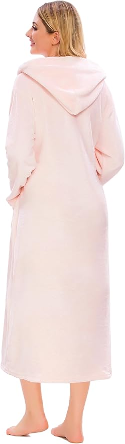 Umeyda Girls & Women Fleece Hooded Robes, Soft Fuzzy Bathrobe Warm Plush Fluffy Bath Robe for Kids Womens