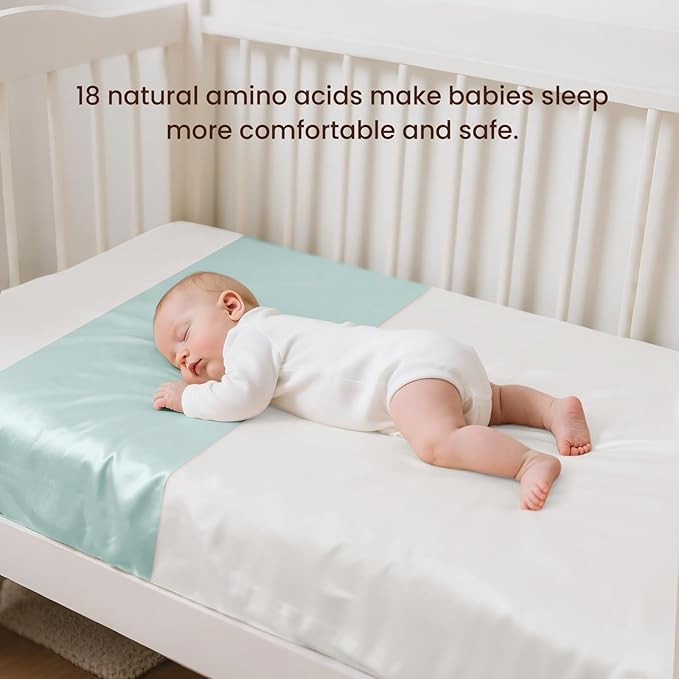 THXSILK 7A+ Grade 100% Mulberry Silk Bassinet Mattress Sleeve for Baby Boys All Standard Bassinet/Cradle Mattress Oeko-TEX Certified Safety 22inch*20.5inch, Light Blue