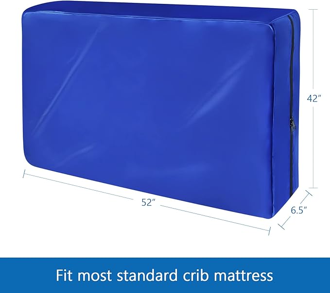 Coldwind Crib Mattress Bag Waterproof Heavy Duty with Strong Zipper Reusable Cover for Moving, Blue, 52" x 28" x 6.5"