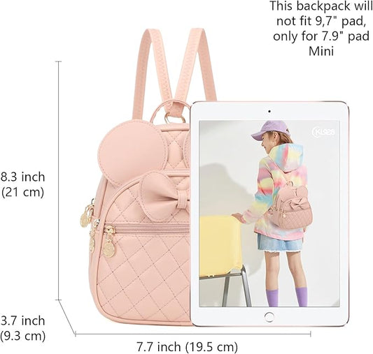 KL928 Girls Mini Backpack Bowknot Polka Dot Cute Small Daypacks Convertible Shoulder Bag Purse for Women