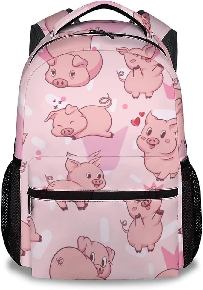 AIOMXZZ Pig Backpack Gifts, 16 Inch Cute Pig Bookbag Durable, Lightweight, Large Capacity, Funny Animal Backpack for School