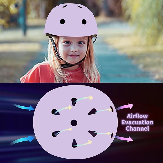 Adjustable Color Gradient Toddler Kids Bike Helmet for 3-5-8-14+Ages Girls Boys.Skateboard Bicycle Toddler Helmet 2-4 Years for Multi-Sports Cycling Scooter Inline Roller Skates Rollerblading