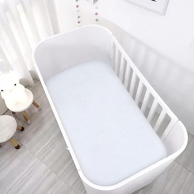Satin Crib Sheets 2 Pack for Boys Girls, Soft & Silky Crib Sheet for Baby Hair (52"x28"x8") Fitted for Standard Crib Mattress, White Crib Sheets