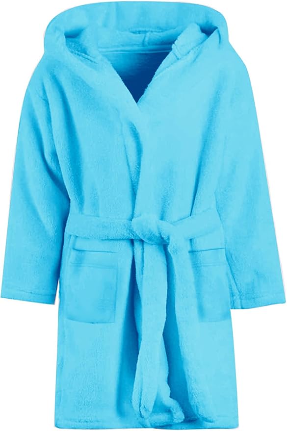 Umeyda Girls & Women Fleece Hooded Robes, Soft Fuzzy Bathrobe Warm Plush Fluffy Bath Robe for Kids Womens