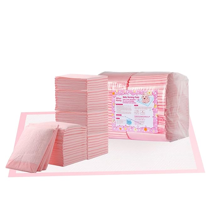 Baby Disposable Changing Pads, 50 Count Portable Diaper Changing Pad Liner, Baby Changing Pad Waterproof Underpads, Breathable, Soft Non-Woven Fabric, Quick Absorb (18x24 Inch, Pink)