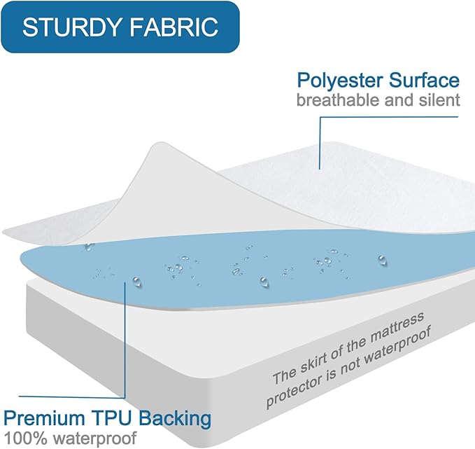 SPRINGSPIRIT Full Size Waterproof Mattress Protector, Full Mattress Cover Pad Waterproof with Deep Pocket up to 14’’, Bed Fitted Sheet