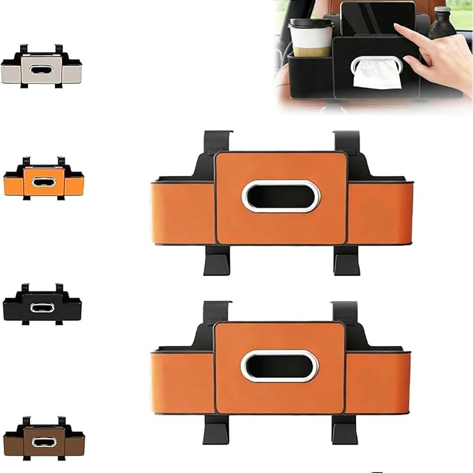 2026 new car breeze organizer ，Car Backseat Organizer Holder，Upgraded Multifunctional Car Storage Box ，Multifunctional Back Seat Car Organizer for Hold Phones, Drinks, Snacks,and Handbags (orange)