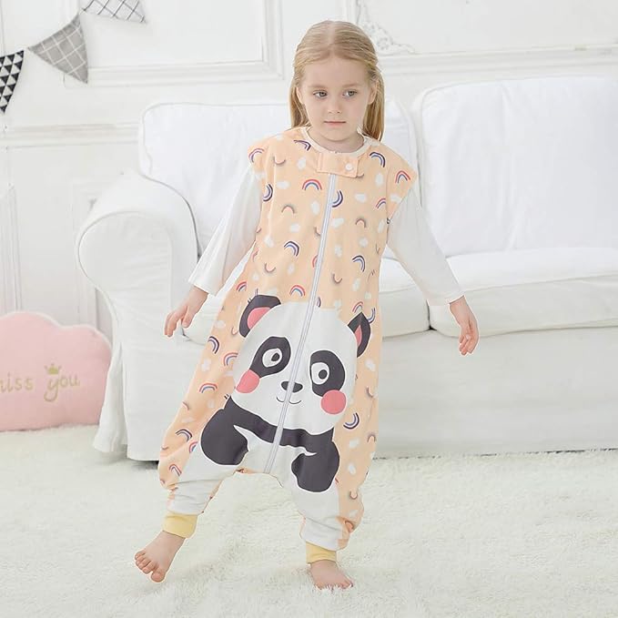 MICHLEY Toddler Sleeping Sack with Feet Newborn Infant Sleeveless Sleeping Bag 2-way Zipper Baby Wearable Blanket for Walkers,Panda,1-3T