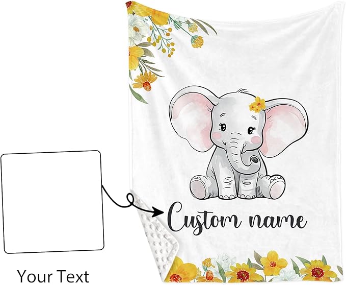 Personalized Baby Crib Bedding Set: 4 Piece Custom Yellow Floral Elephant Crib Bed Set with Name, Nursery Bedding Set for Baby Girls, Newborn Boys Crib Sets, Crib Bedding Custom Gift, Crib Sheet