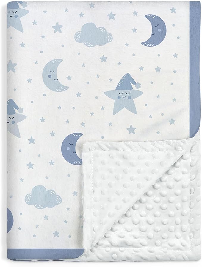 Star Baby Blanket 30 x 40 Inches for Boys Girls, Toddler Newborn Infant, Soft Plush Receiving Blanket with Dotted Back, Gifts for Christmas Birthday Baby Shower
