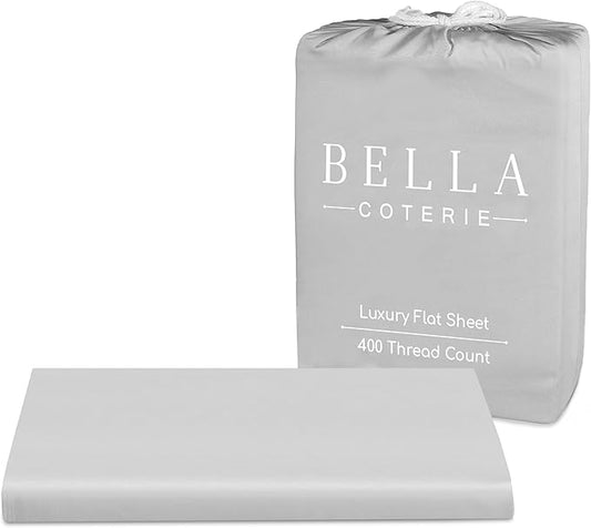 Bella Coterie Luxury Bamboo Viscose California King Size Flat Sheet | 100% Organically Grown | Ultra Soft | Cooling for Hot Sleepers [Grey Mist]