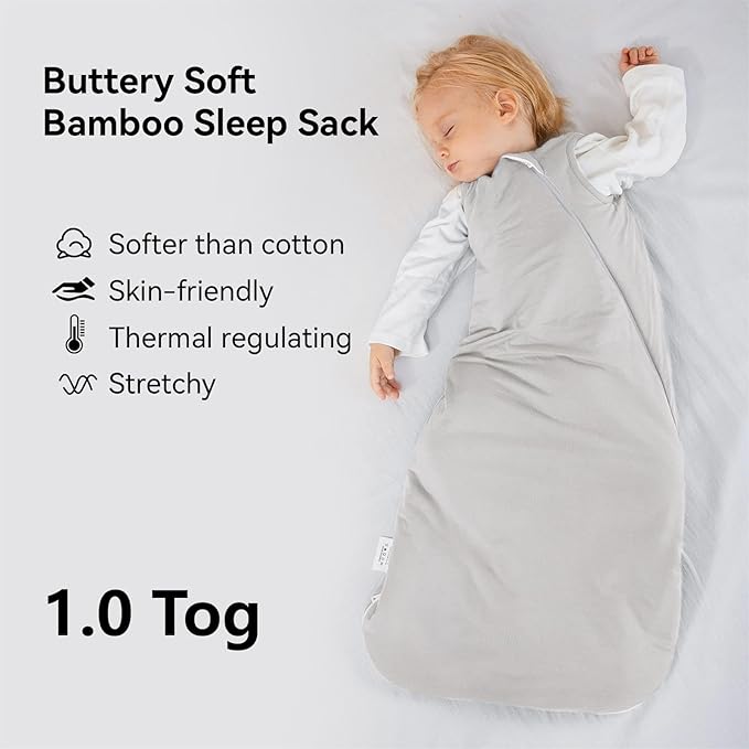 BubblePanda Rayon Made from Bamboo Sleep Sack 2t-3t 1.0 Tog Soft Toddler Sleeping Sack 24-36 Months for Babies 2-Way Zipper Baby Wearable Blanket