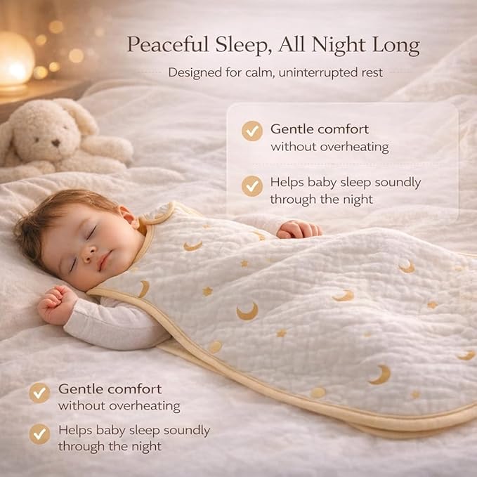 Baby Sleep Sack, Organic Cotton Wearable Blanket, Sleeveless Adjustable Sleeping Bag