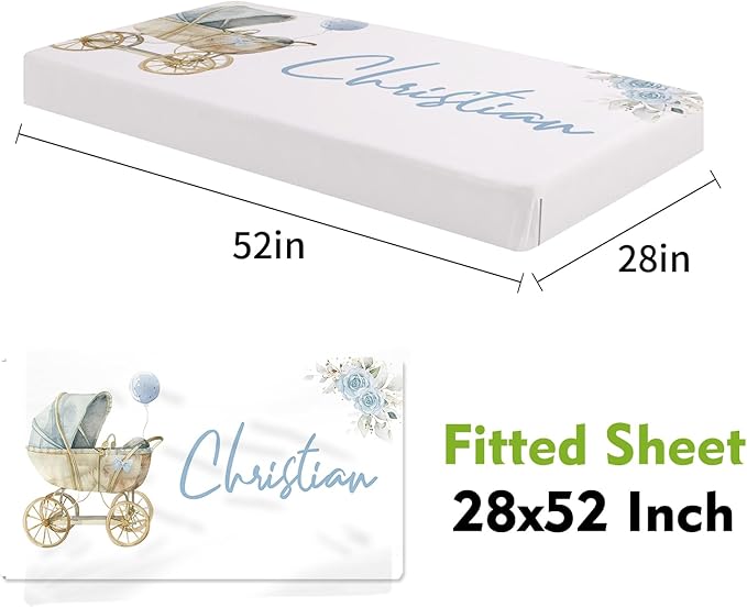 Personalized Baby Crib Bedding Set, Custom Name Bear Doll Design Baby Bedding 2-Pcs Set - Soft Double Layer Dotted Blanket and Fitted Sheet, Nursery Bedding for Newborn Boys Girls, Perfect Shower Gift