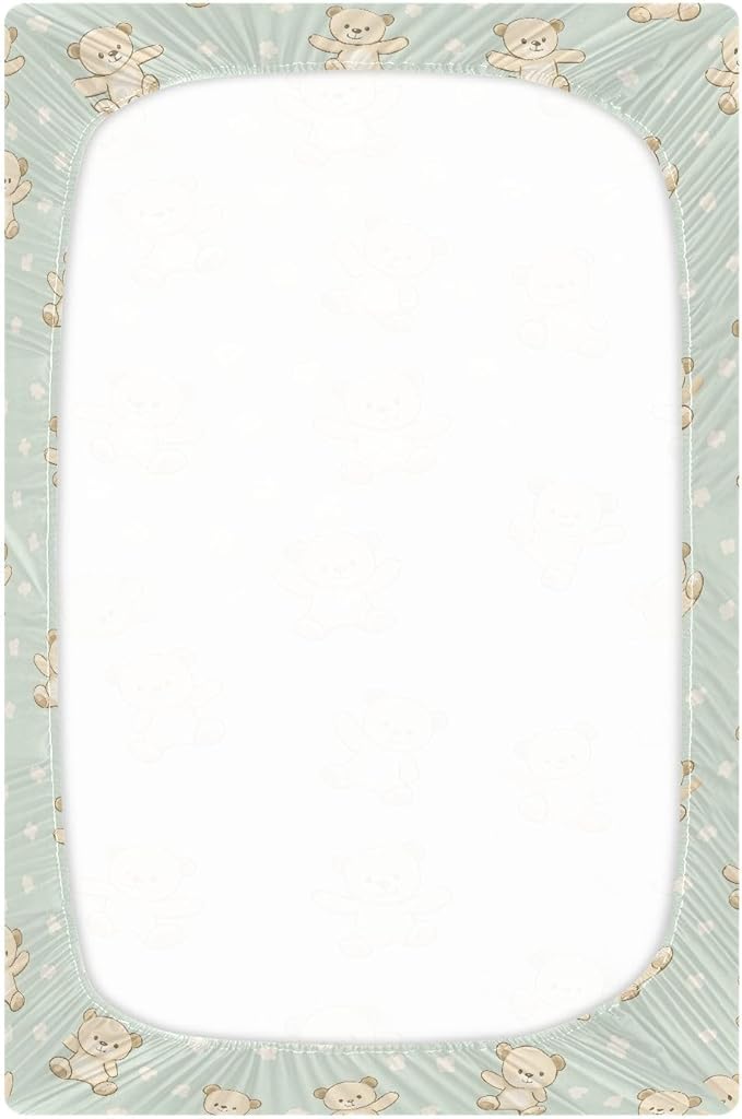 Baby Crib Sheets Fitted Crib Sheet Standard Crib and Toddler Mattress for Boys Girls 39 * 27in Pink Starfish Shell Pattern (Bear White Flower Pattern, Medium)