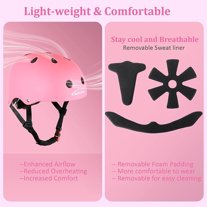 KAMUGO Kids Adjustable Helmet, Suitable for Toddler Kids Ages 2-14 Boys Girls, Multi-Sport Safety Cycling Skating Scooter Helmet
