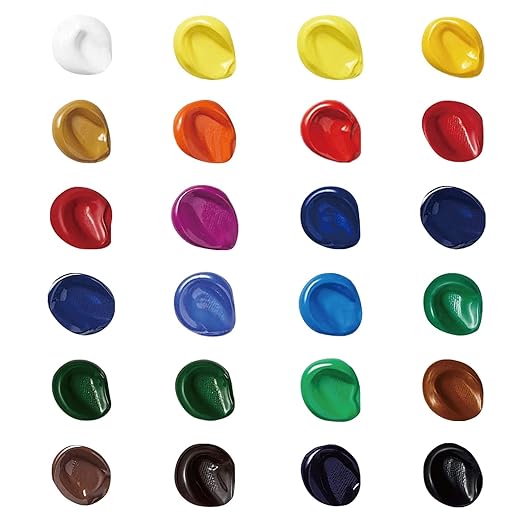 Amazon Basics Acrylic Paint Tubes, 24 count (Pack of 1), Multicolor