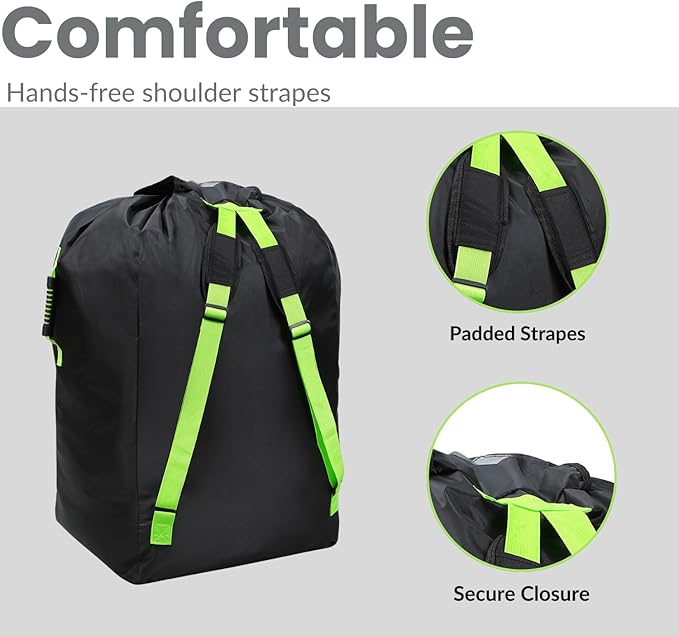 PandaEar Car Seat Travel Bag Backpack for Airplane, Water-Resistant Car Seat Cover with Shoulder Strap for Infant Convertible Seats & Booster Seat, Black
