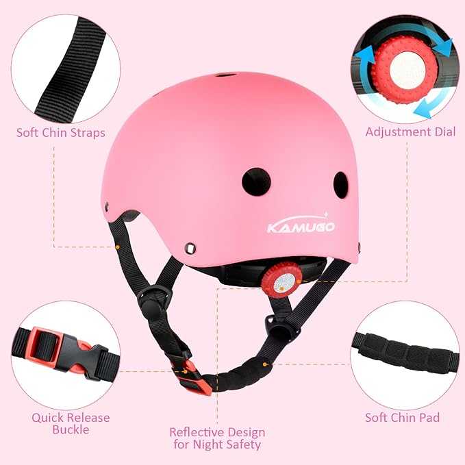 KAMUGO Kids Adjustable Helmet, Suitable for Toddler Kids Ages 2-14 Boys Girls, Multi-Sport Safety Cycling Skating Scooter Helmet