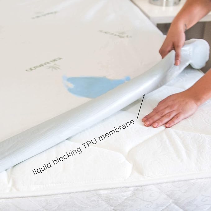 California King Mattress Protector by PURE BAMBOO, Waterproof - Viscose Derived from Bamboo, Breathable, Noiseless Mattress Cover Protects Against Moisture, Spills, Stains (California King)